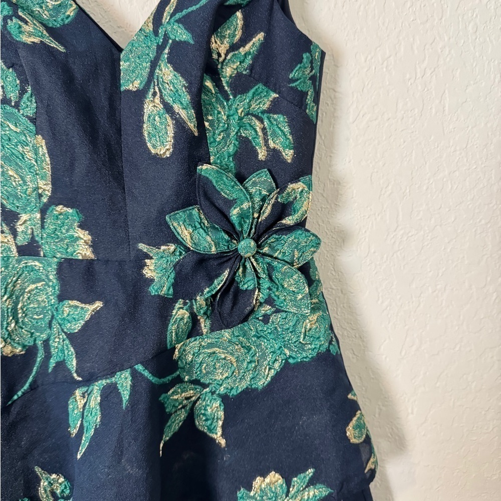 NEW Rickie Freeman For Teri Jon Floral Jacquard Tiered Dress - Picture 3 of 7